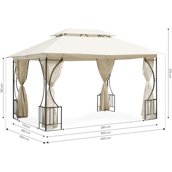 Hagepaviljong telt lysthus 3x4 m sidevegger - Bilde 9