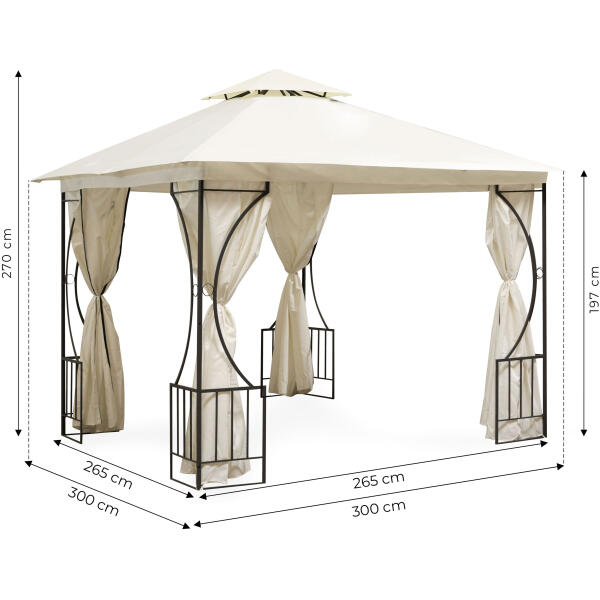 Hagepaviljong lux lysthus 3x3 m med myggnett og fullvegger MultiGarden - Bilde 10