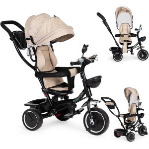 Trehjulssykkel med roterbart sete kalesje ECOTOYS Beige