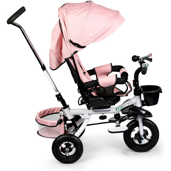 Trehjulssykkel med roterbart sete 360 kalesje ECOTOYS Delux Rosa - Bilde 3