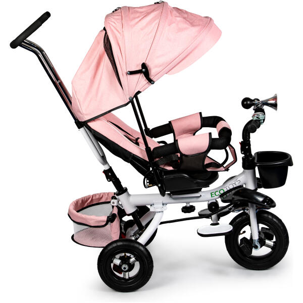 Trehjulssykkel med roterbart sete 360 kalesje ECOTOYS Delux Rosa - Bilde 2