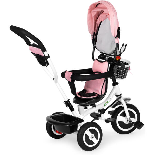 Trehjulssykkel med roterbart sete kalesje slitesterke gummihjul ECOTOYS Rosa - Bilde 4