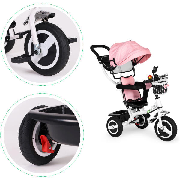 Trehjulssykkel med roterbart sete kalesje slitesterke gummihjul ECOTOYS Rosa - Bilde 6
