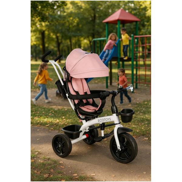 Trehjulssykkel med roterbart sete 360 ECOTOYS Rosa - Bilde 9