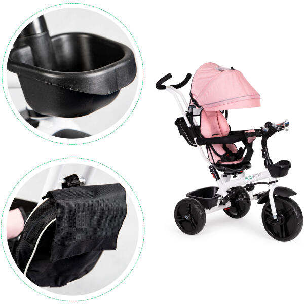 Trehjulssykkel med roterbart sete 360 ECOTOYS Rosa - Bilde 8