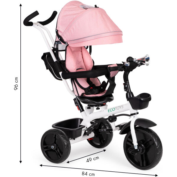 Trehjulssykkel med roterbart sete 360 ECOTOYS Rosa - Bilde 10