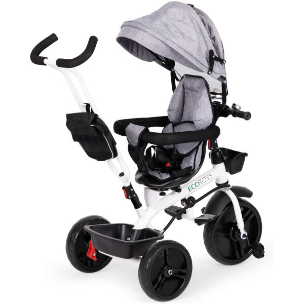 Trehjulssykkel 360° roterende med kalesje ECOTOYS Grå - Bilde 4