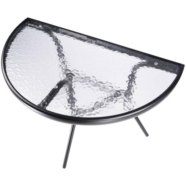 Halvrundt glasskaffebord for balkong terrasse patio Svart - Bilde 7