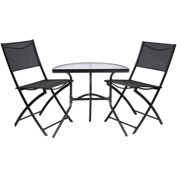 Halvrundt glasskaffebord for balkong terrasse patio Svart - Bilde 6