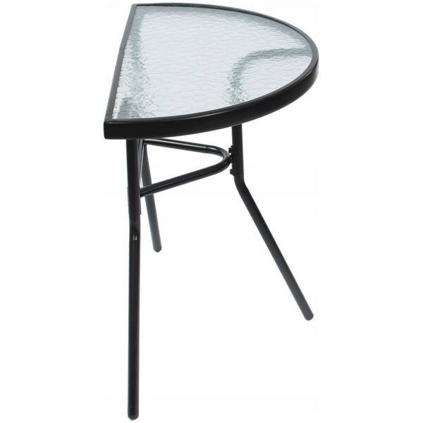 Halvrundt glasskaffebord for balkong terrasse patio Svart - Bilde 4