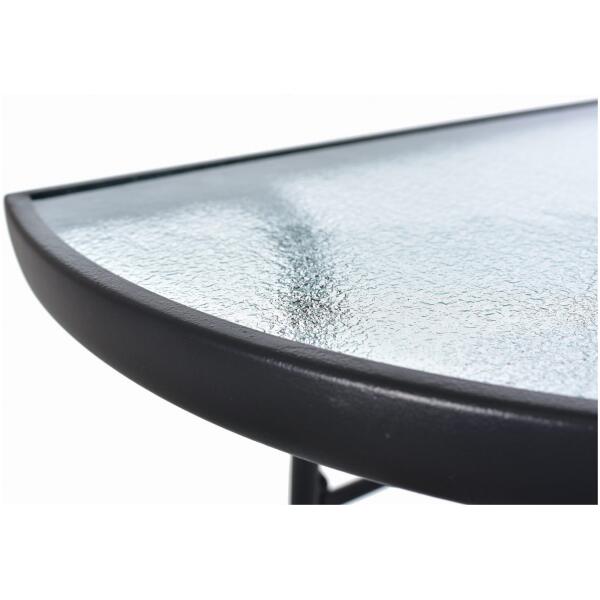 Halvrundt glasskaffebord for balkong terrasse patio Svart - Bilde 3