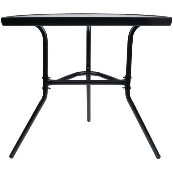 Halvrundt glasskaffebord for balkong terrasse patio Svart - Bilde 8