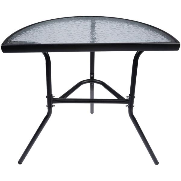 Halvrundt glasskaffebord for balkong terrasse patio Svart - Bilde 5