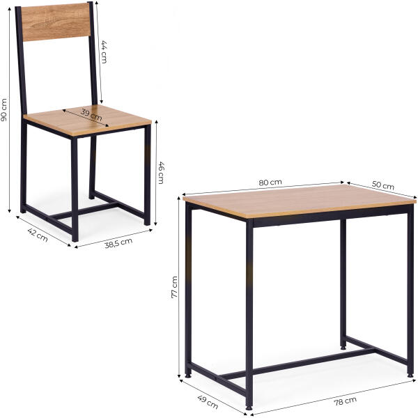 Sett komplett møbler bord 2 stoler metall MDF ModernHome - Bilde 10