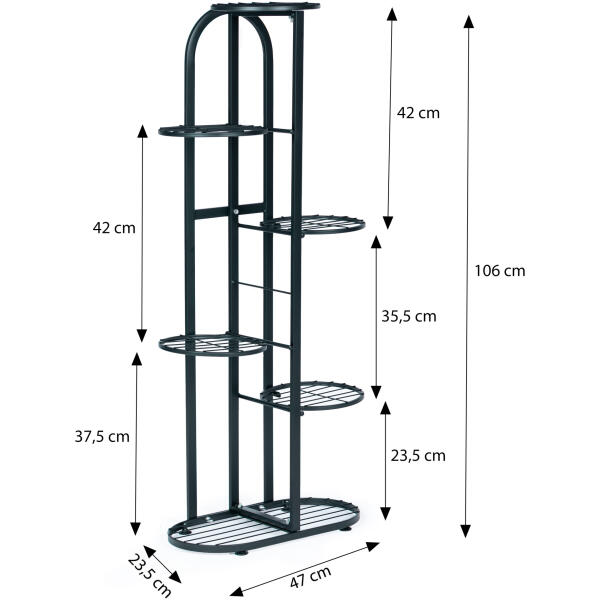 Moderne metall blomsterstativ 6 nivåer ModernHome Svart - Bilde 9