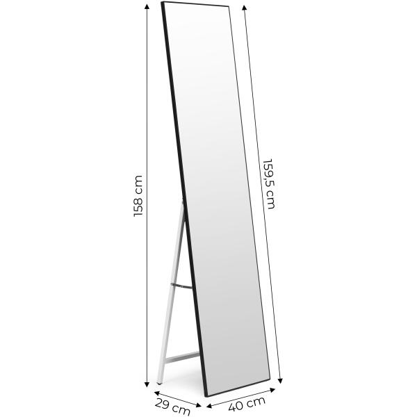 Stort frittstående speil 159 cm aluminium ramme ModernHome Svart - Bilde 7