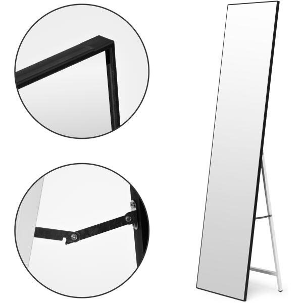 Stort frittstående speil 159 cm aluminium ramme ModernHome Svart - Bilde 5
