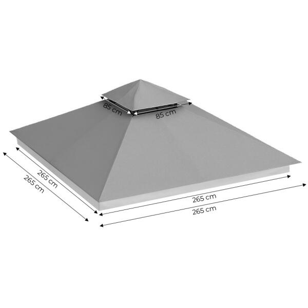 Tak til hagepaviljong 3x3 m vanntett belegg ventilasjonsåpning MultiGarden Grå - Bilde 8