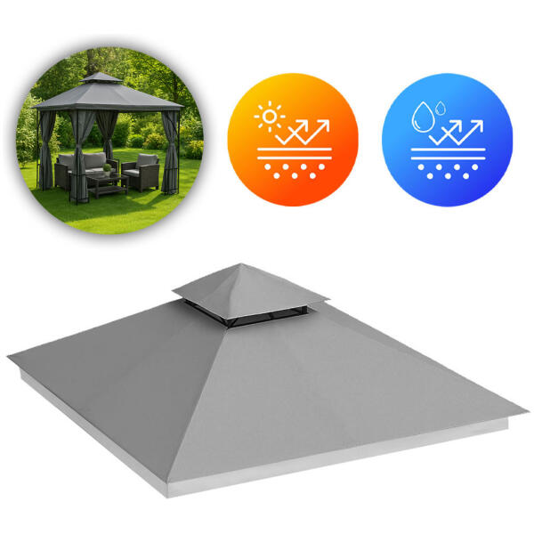 Tak til hagepaviljong 3x3 m vanntett belegg ventilasjonsåpning MultiGarden Grå