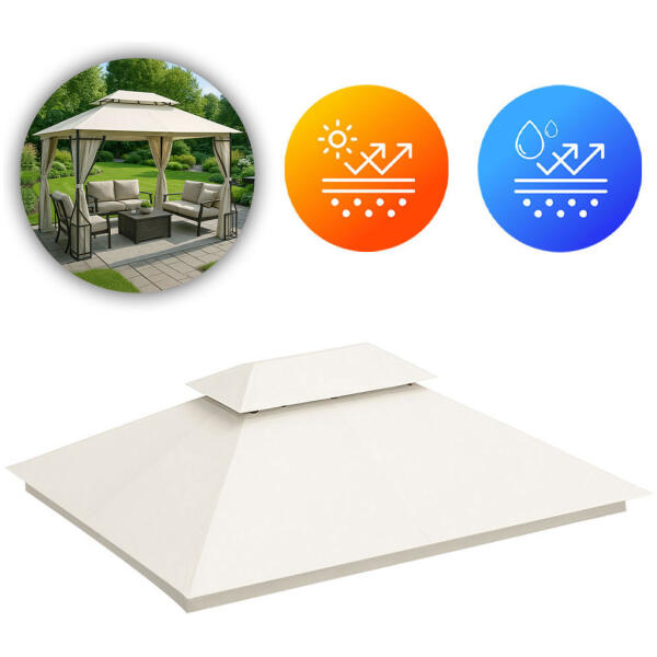 Tak til hagepaviljong 3x4 m vanntett deksel ventilasjonsåpning MultiGarden Beige