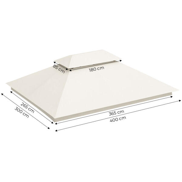 Tak til hagepaviljong 3x4 m vanntett deksel ventilasjonsåpning MultiGarden Beige - Bilde 8