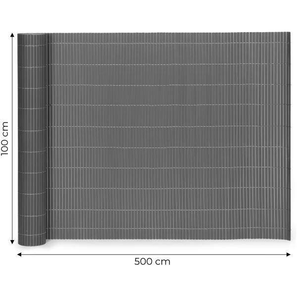 Tosidig bambusmatte 100x500 cm for balkong terrasse gjerde MultiGarden Antrasitt - Bilde 10