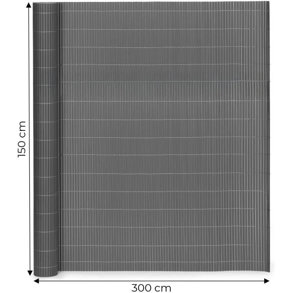 Tosidig bambusmatte 150x300 cm for balkong terrasse gjerde MultiGarden Antrasitt - Bilde 10
