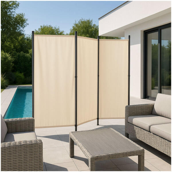 Sammenleggbar hage og romskjerm 3-panel 167x164 cm MultiGarden Beige - Bilde 2