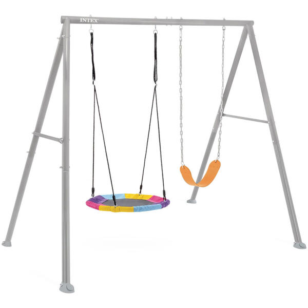Dobbel hagehuske lekeplass for barn storkrede INTEX 44126
