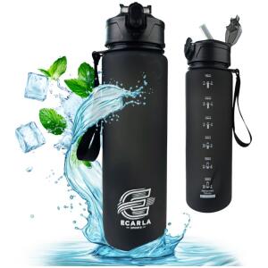 Vannflaske sportsflaske matt 750 ml ECARLA SPORTS BD48 Svart