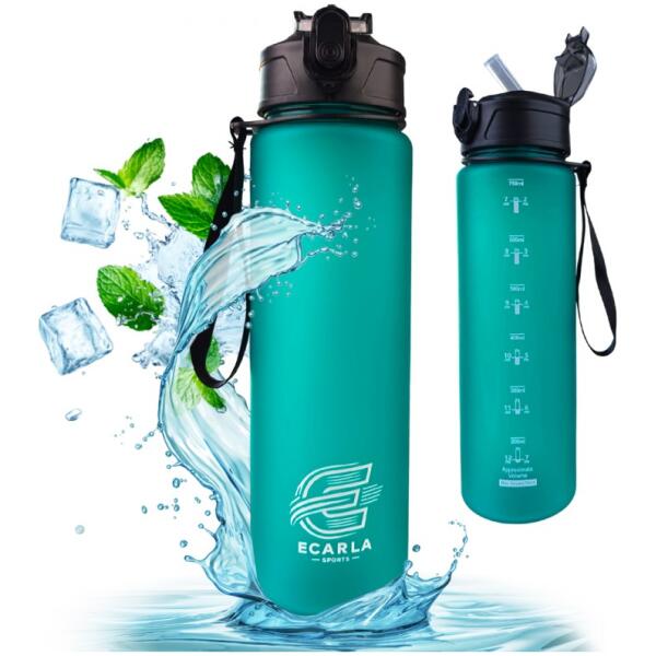 Flaske til vann sportsflaske matt 750 ml ECARLA SPORTS BD50 Turkis