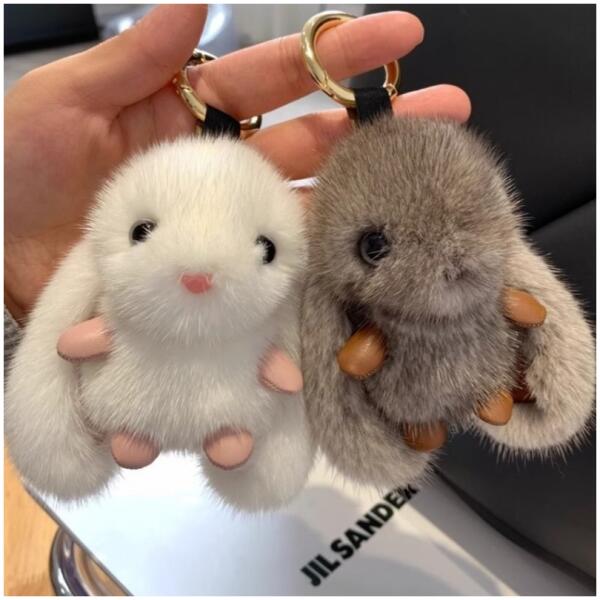 Nøkkelring Fluffy kanin BRL340B Hvit - Bilde 3
