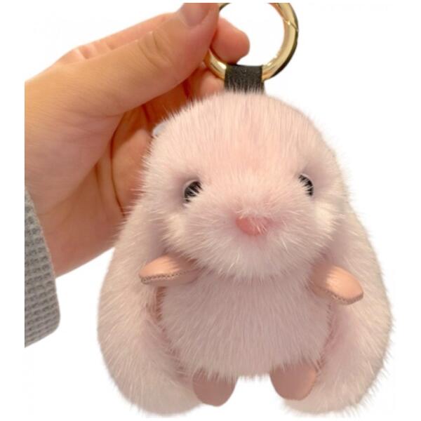 Nøkkelring Fluffy kanin Rosa