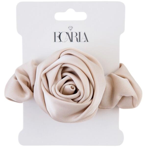 Hårstrikk med rose GUM163K Krem