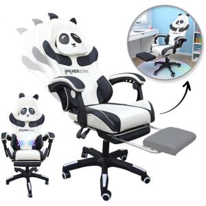 Gamingstol PANDA med fothviler og massasjefunksjon KIDS ZONE KO34