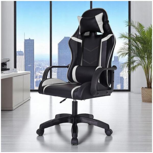 Gamingkontorstol VORTEX gamingstol økoskinn KO35B Svart Hvit - Bilde 7