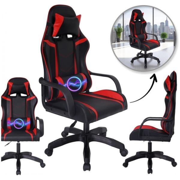 Gamingstol VORTEX svart rød økoskinn KO35CZE Rød