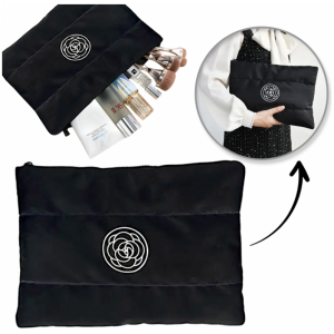Stor quiltet vannavstøtende toalettmappe for dame 22x31 cm KS144CZ Svart