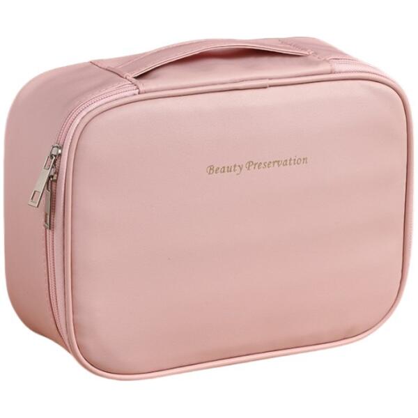 Kosmetikkveske sammenleggbar elegant koffert etui i økoskinn KS146R Rosa - Bilde 2