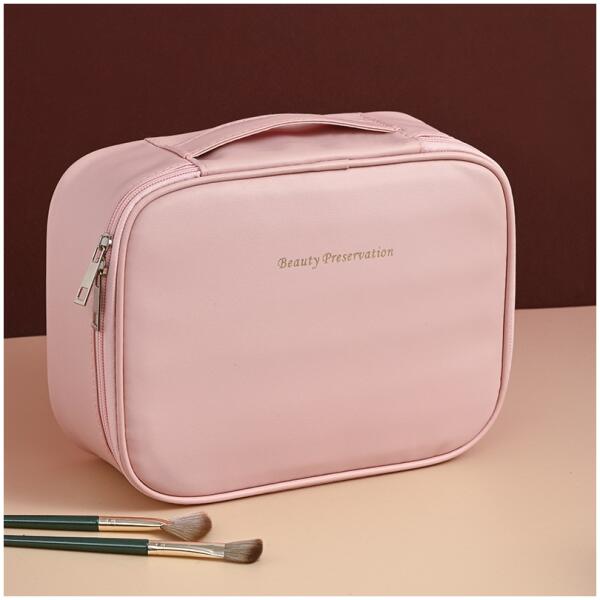 Kosmetikkveske sammenleggbar elegant koffert etui i økoskinn KS146R Rosa - Bilde 4