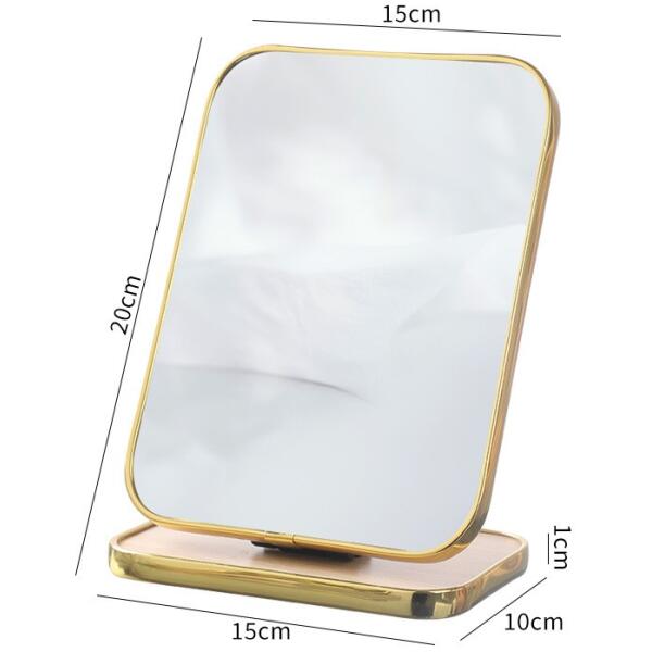 Kosmetisk speil stående tre rektangulær gullramme 15x20 cm L19 Gull - Bilde 5