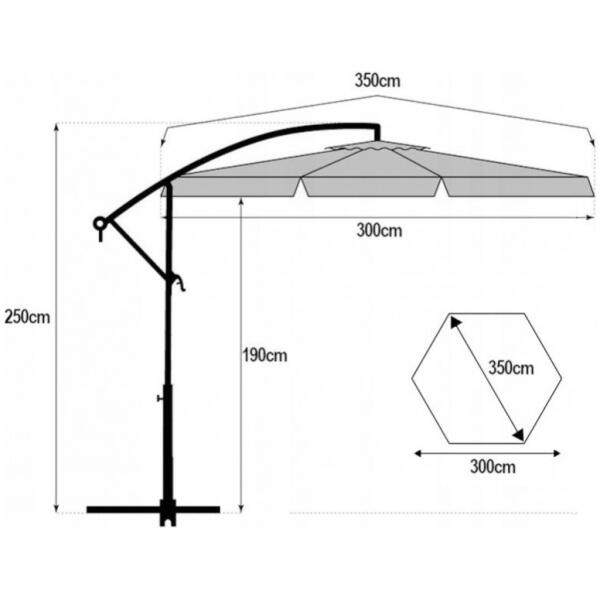 Parasol hage med SOLAR LED belysning 3,5 m med utligger og kappe Krem - Bilde 4