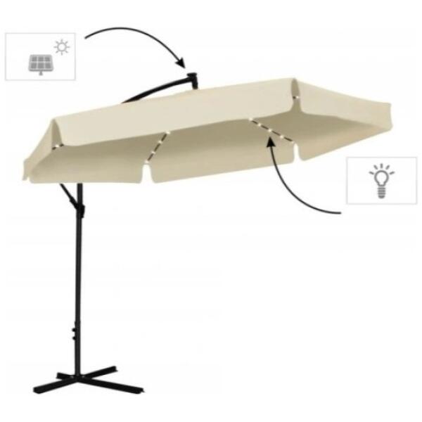 Parasol hage med SOLAR LED belysning 3,5 m med utligger og kappe Krem - Bilde 7