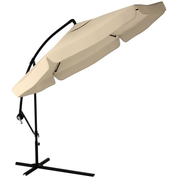 Parasol hage med SOLAR LED belysning 3,5 m med utligger og kappe Krem - Bilde 8