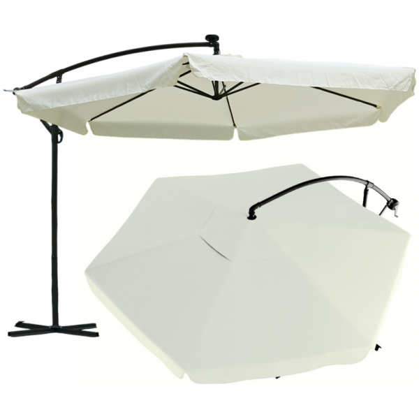 Parasol hage med SOLAR LED belysning 3,5 m med utligger og kappe Krem - Bilde 2