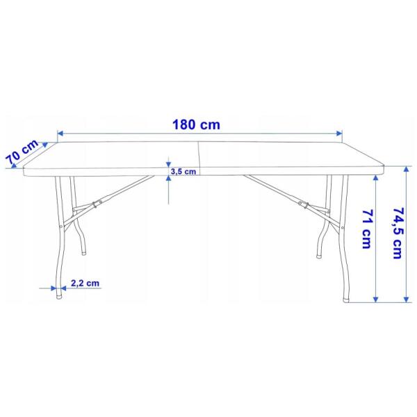 Sammenleggbart cateringbord turbord 70x180 cm Hvit - Bilde 7