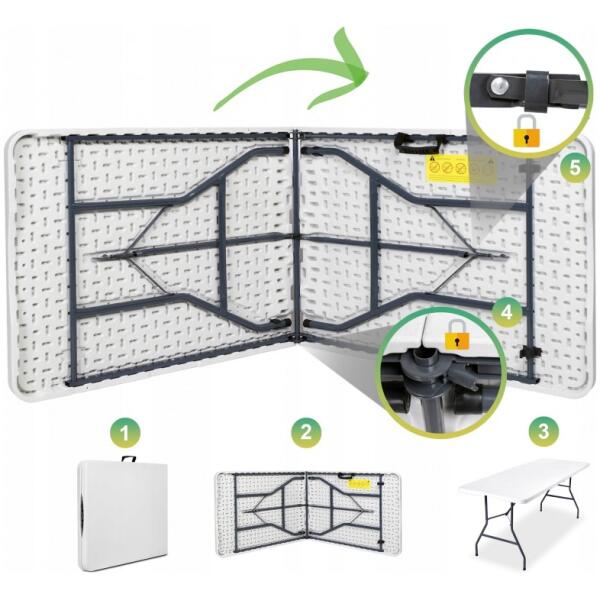 Sammenleggbart cateringbord turbord 70x180 cm Hvit - Bilde 6