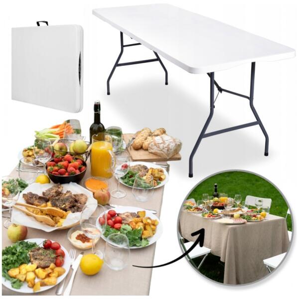 Sammenleggbart cateringbord turbord 70x180 cm Hvit