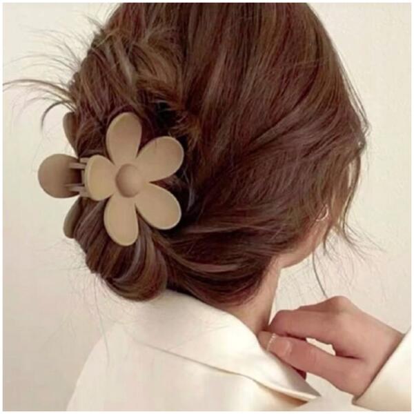 Hårklemme XL blomst beige 7x7,5 cm SP152K Beige - Bilde 3