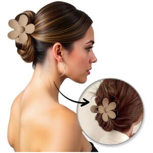 Hårklemme XL blomst beige 7x7,5 cm SP152K Beige